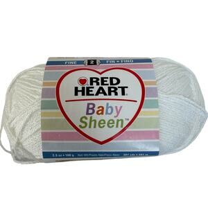 Red Heart Baby Sheen White #2 Fine Acrylic 3.5 oz 307 Yards 3 Pack